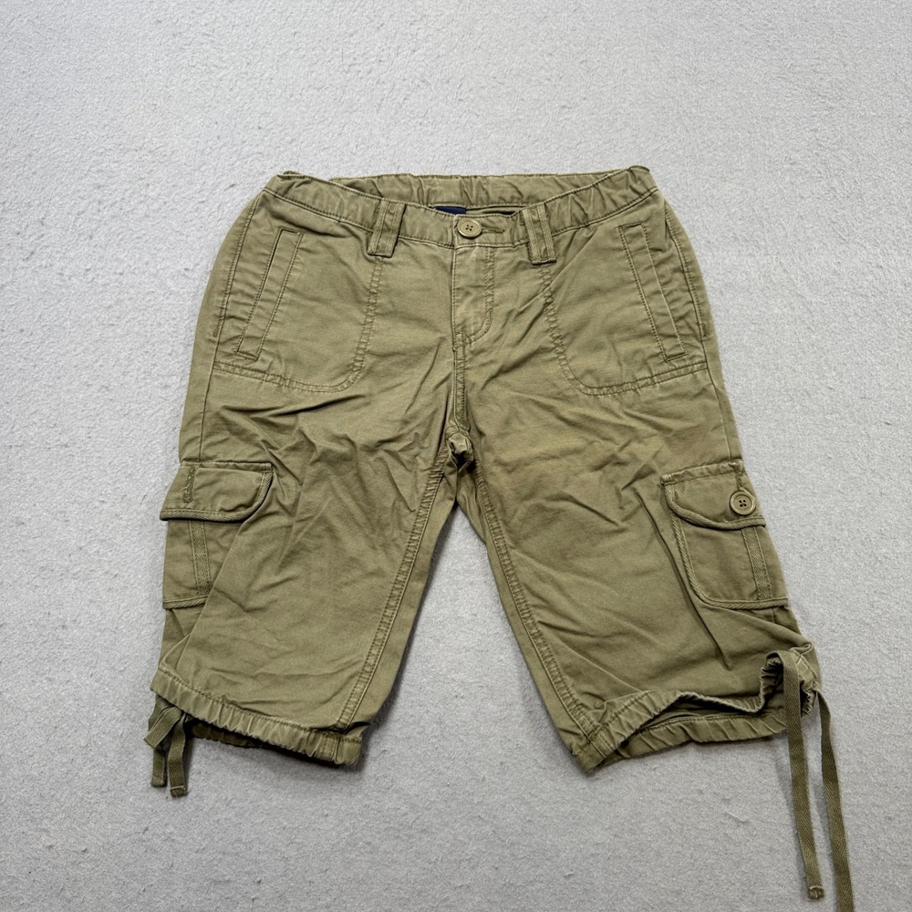 GapKids Cargo Shorts Boys' 14 Olive Green Drawstring Hem Relaxed Utility Hunting